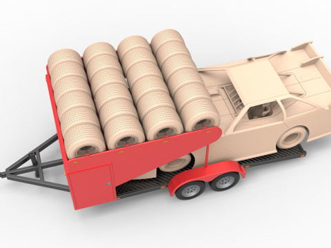 Vintage Open Trailer for Race Car Scale 1 to 25 Modèles 3D en vedette