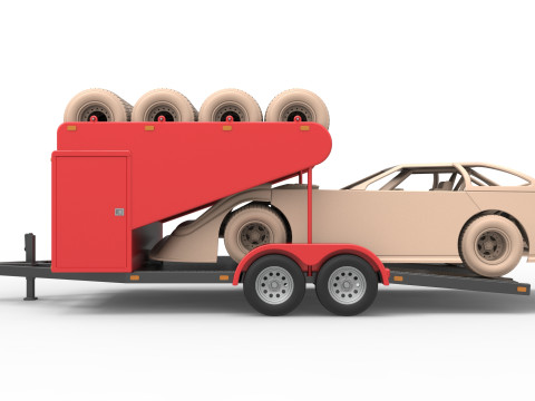 Vintage Open Trailer for Race Car Scale 1 to 25 Modèles 3D en vedette