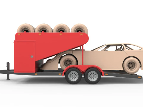 Vintage Open Trailer for Race Car Scale 1 to 25 3D Print Model