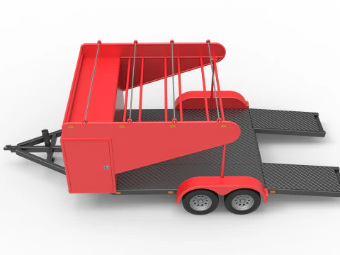 Vintage Open Trailer for Race Car Scale 1 to 25 3D Print Model