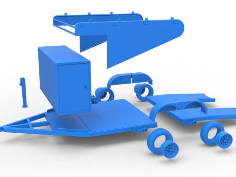 Vintage Open Trailer for Race Car Scale 1 to 25 3D Print Model