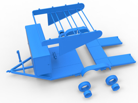 Vintage Open Trailer for Race Car Scale 1 to 25 Modèles 3D en vedette