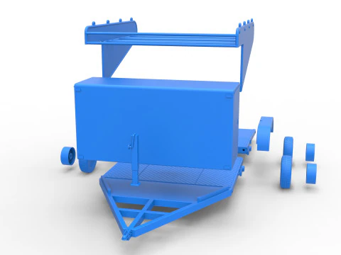 Vintage Open Trailer for Race Car Scale 1 to 25 3D Print Model