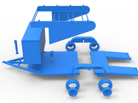 Vintage Open Trailer for Race Car Scale 1 to 25 3D Print Model