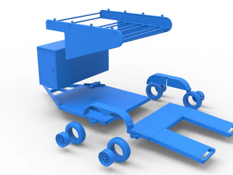 Vintage Open Trailer for Race Car Scale 1 to 25 3D Print Model