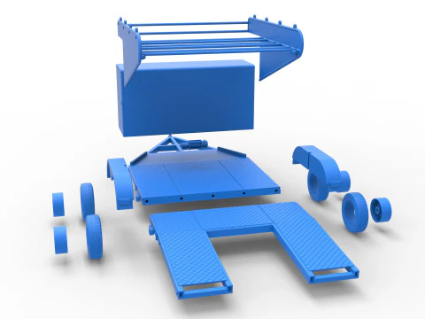 Vintage Open Trailer for Race Car Scale 1 to 25 3D Print Model