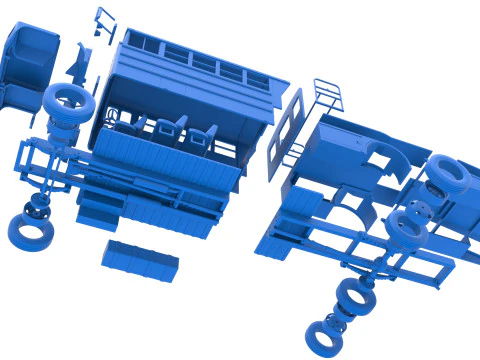 Vintage Transporter truck for Race car Version 5 Scale 1 to 25 3D Print Model