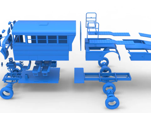 Vintage Transporter truck for Race car Version 5 Scale 1 to 25 3D Print Model