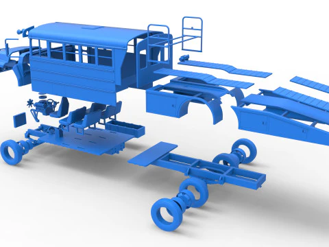 Vintage Transporter truck for Race car Version 5 Scale 1 to 25 3D Print Model