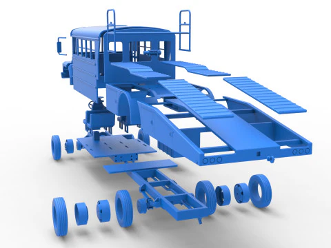 Vintage Transporter truck for Race car Version 5 Scale 1 to 25 3D Print Model