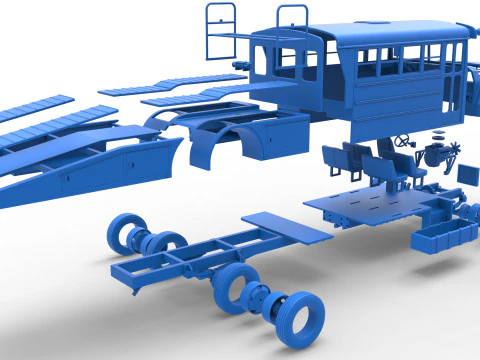 Vintage Transporter truck for Race car Version 5 Scale 1 to 25 3D Print Model