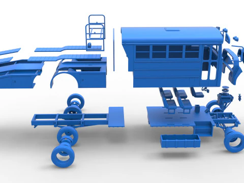 Vintage Transporter truck for Race car Version 5 Scale 1 to 25 3D Print Model