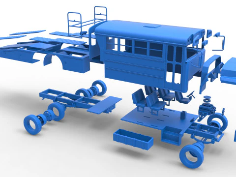 Vintage Transporter truck for Race car Version 5 Scale 1 to 25 3D Print Model