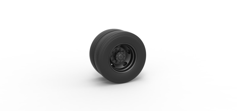 5 Hole rear double wheel of Vintage School bus Scale 1 to 25 3D Print Model .c4d .max .obj .3ds .fbx .stl .blend 