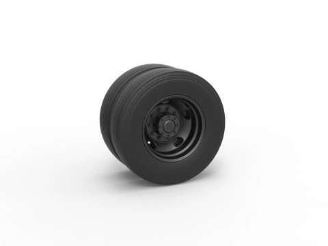 Заднее двойное колесо с 5 отверстиями винтажного школьного автобуса. Масштаб от 1 до 25. 3D Принт Модель