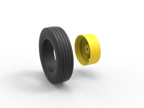 2 Hole front wheel of Vintage School bus Scale 1 to 25 3Dプリントモデル