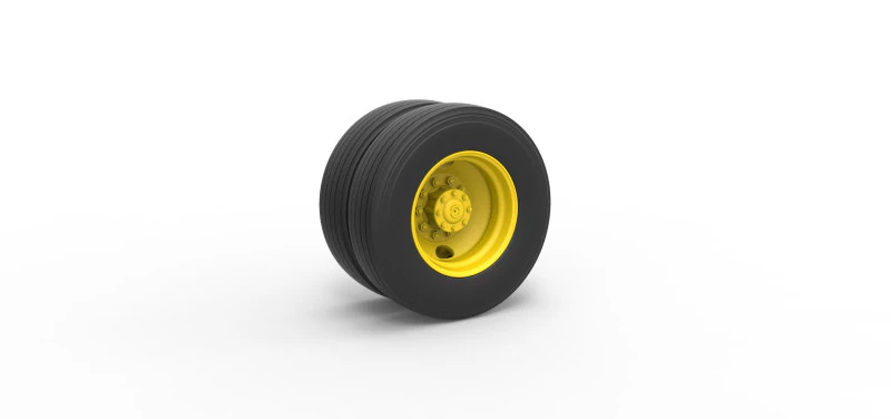 2 Hole rear double wheel of Vintage School bus Scale 1 to 25 3D Print Model .c4d .max .obj .3ds .fbx .stl .blend 