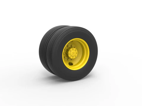 Заднє подвійне колесо з 2 отворами старовинного шкільного автобуса, шкала від 1 до 25 3D Принт Модель