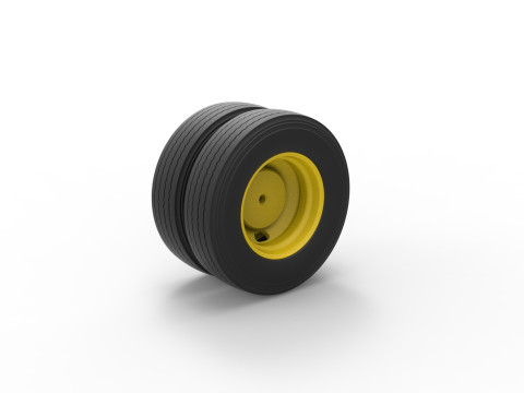2 Hole rear double wheel of Vintage School bus Scale 1 to 25 3D प्रिंट मॉडल