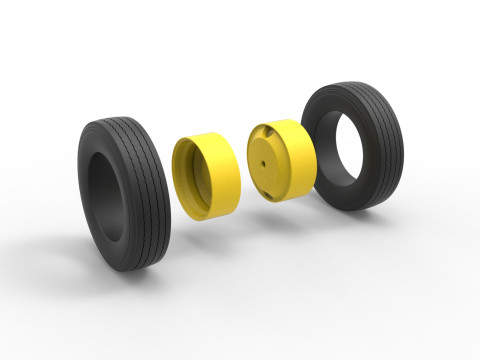 2 Hole rear double wheel of Vintage School bus Scale 1 to 25 3D प्रिंट मॉडल