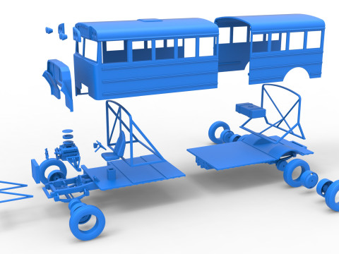 School bus for Figure 8 racing Scale 1 to 25 3D Print Model