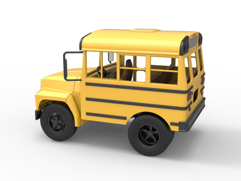 Fun short School bus Scale 1 to 25 3D Print Model