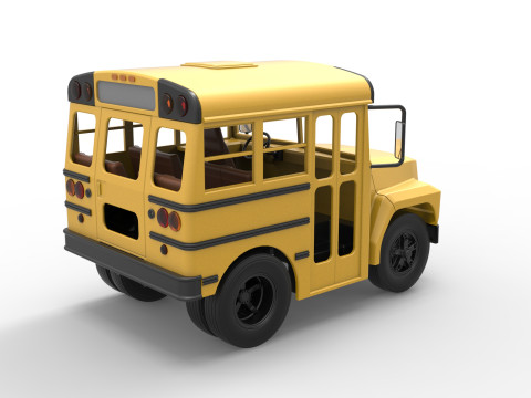 Fun short School bus Scale 1 to 25 3D Print Model