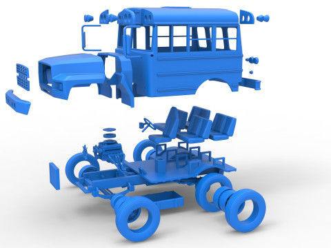 Fun short School bus Scale 1 to 25 3D Print Model