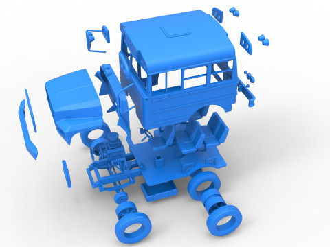 Fun short School bus Scale 1 to 25 3D Print Model