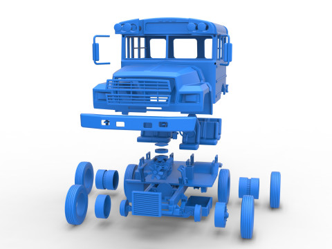 Fun short School bus Scale 1 to 25 3D Print Model