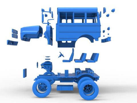 Fun short School bus Scale 1 to 25 3D Print Model