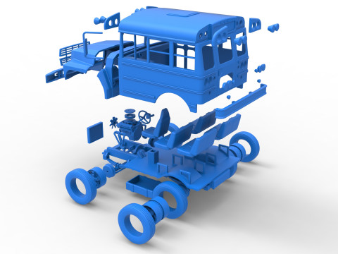 Fun short School bus Scale 1 to 25 3D Print Model
