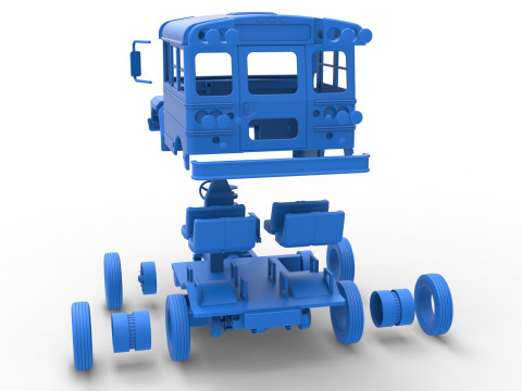 Fun short School bus Scale 1 to 25 3D Print Model