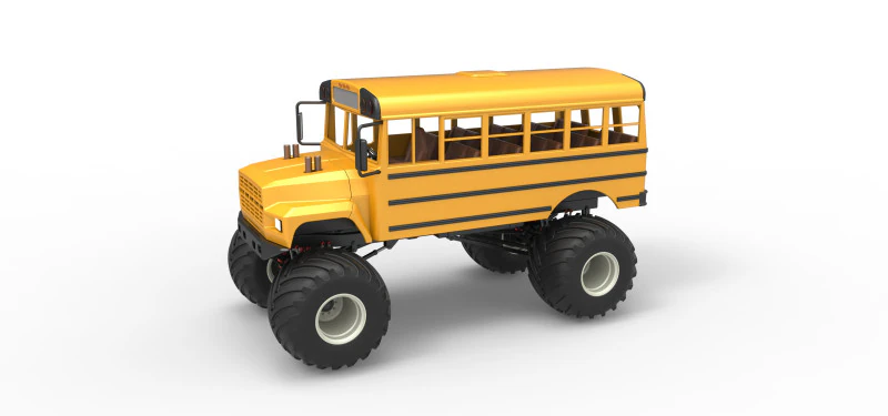 Vintage School bus Monster Truck Scale 1 to 25 3D Print Model .c4d .max .obj .3ds .fbx .stl .blend 