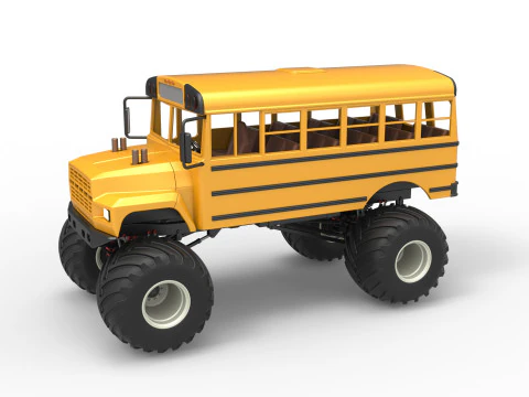 Monster Truck scuolabus vintage scala da 1 a 25 Modello di stampa 3D
