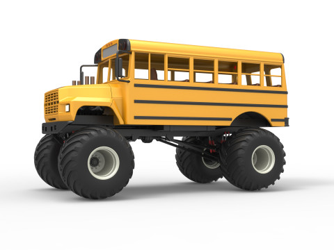 Vintage School bus Monster Truck Scale 1 to 25 3D Druckmodell