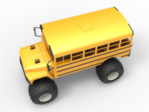 Vintage School bus Monster Truck Scale 1 to 25 3D Druckmodell