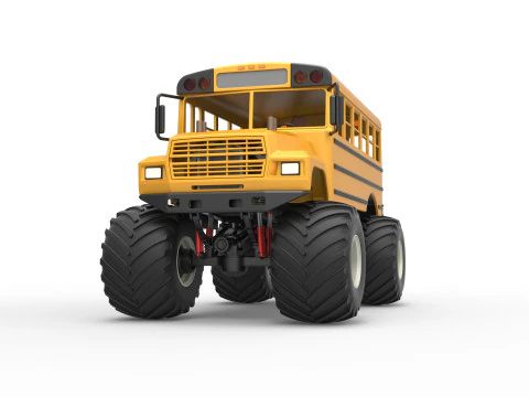 Vintage School bus Monster Truck Scale 1 to 25 3D Print Model