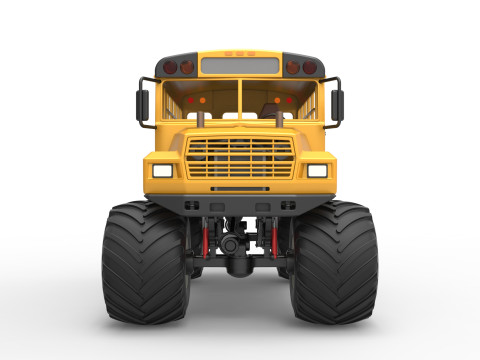 Vintage School bus Monster Truck Scale 1 to 25 3D Druckmodell