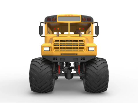 Vintage School bus Monster Truck Scale 1 to 25 3D Print Model