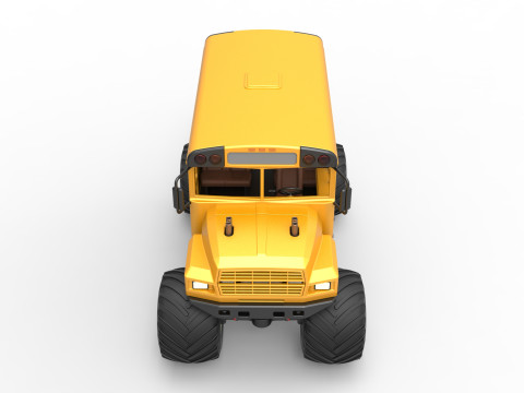 Vintage School bus Monster Truck Scale 1 to 25 3D Druckmodell