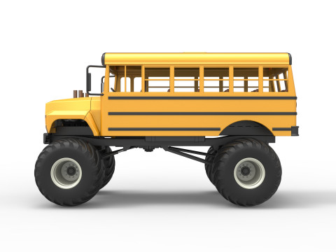 Vintage School bus Monster Truck Scale 1 to 25 3D Druckmodell