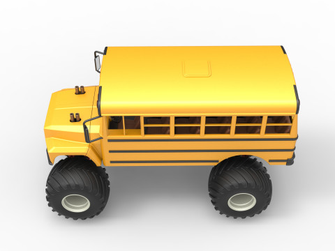 Vintage School bus Monster Truck Scale 1 to 25 3D Druckmodell