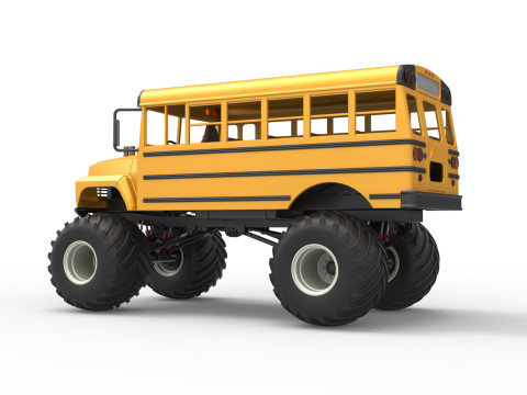 Vintage School bus Monster Truck Scale 1 to 25 3D Druckmodell