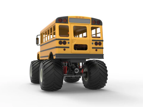 Vintage School bus Monster Truck Scale 1 to 25 3D Print Model
