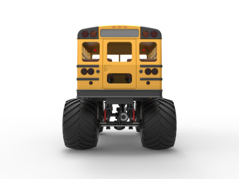 Vintage School bus Monster Truck Scale 1 to 25 3D Druckmodell