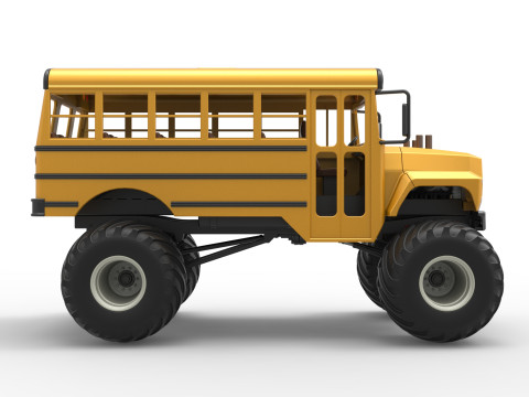 Vintage School bus Monster Truck Scale 1 to 25 3D Druckmodell