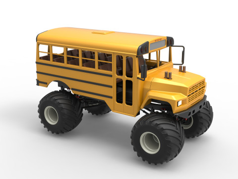 Vintage School bus Monster Truck Scale 1 to 25 3D Druckmodell