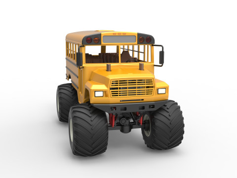 Vintage School bus Monster Truck Scale 1 to 25 3D Druckmodell