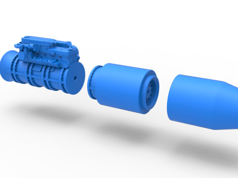 Jet engine 8 Scale 1 to 25 3D Baskı Modeli
